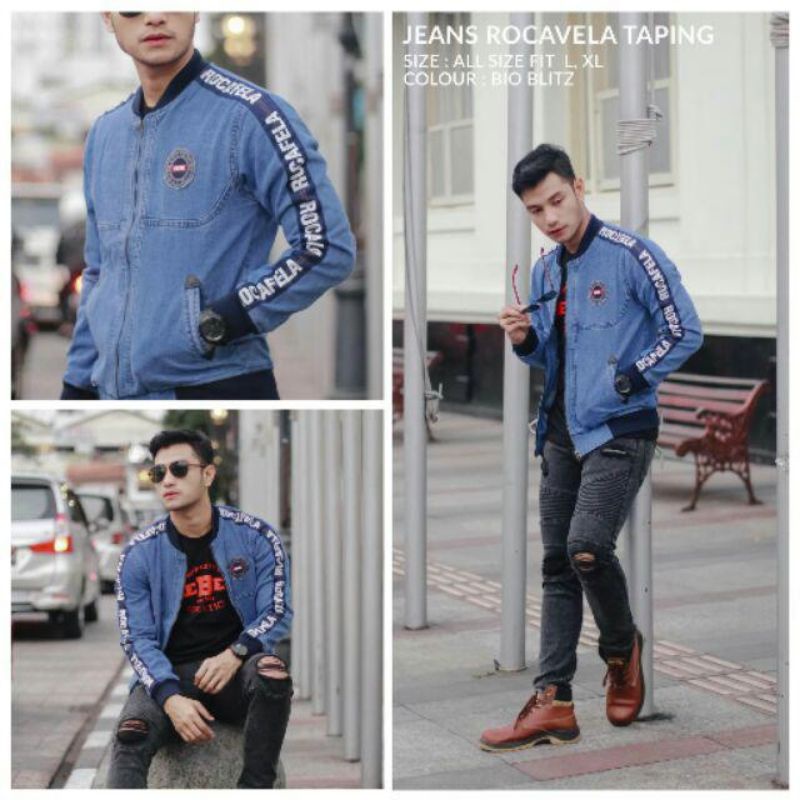 Jaket jeans pria dewasa Jaket jeans rocafella original termurah