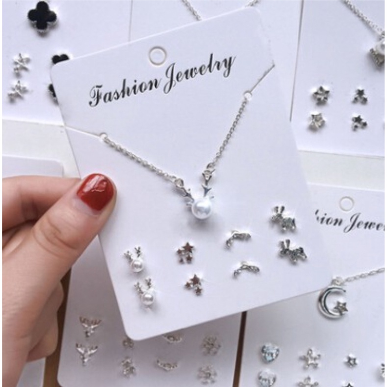 Set Kalung Anting 4 Set Fashion Wanita Anting Korea Aksesoris Murah Dalika