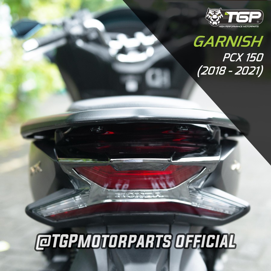GARNISH LAMPU BELAKANG PCX 150 2018 2021 TGP AKSESORIS BLACK CHROME