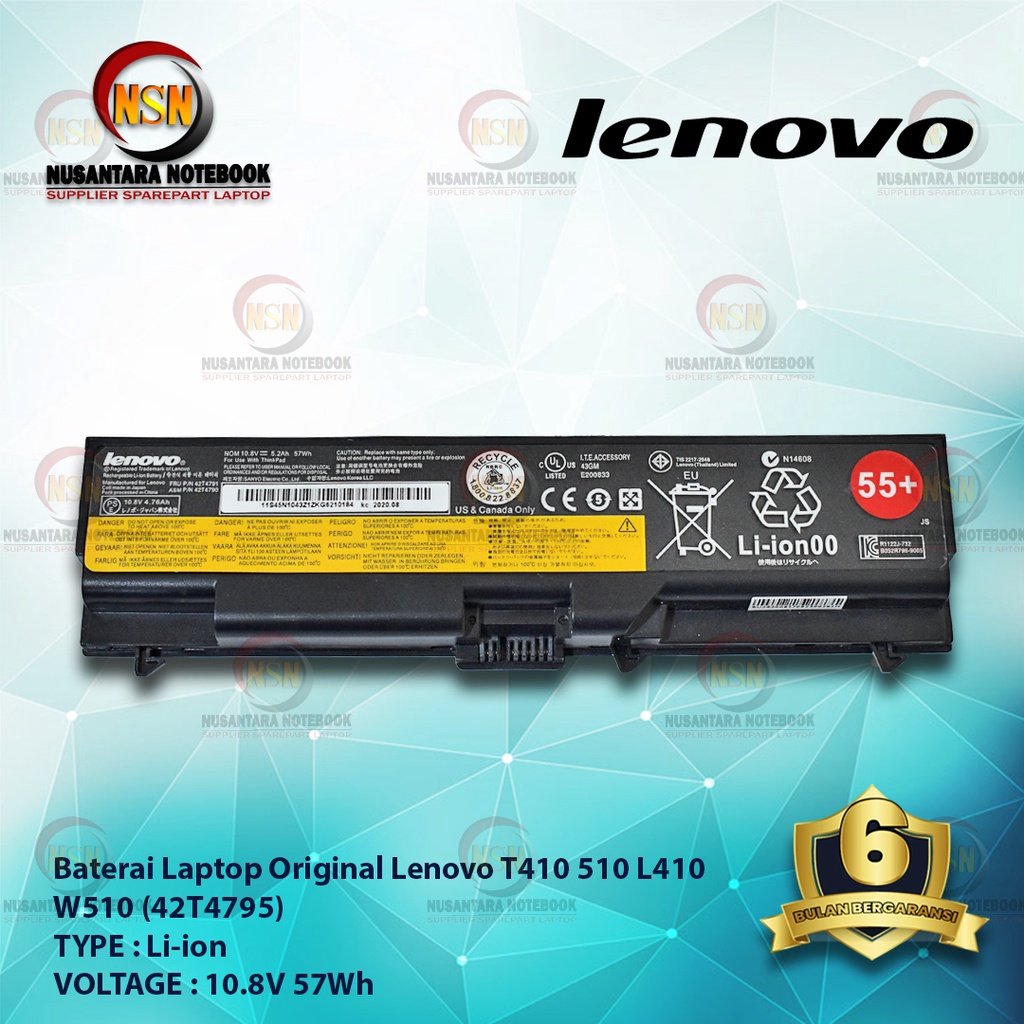 Baterai Original Lenovo T410/42T4795 510 L410 W510 55+