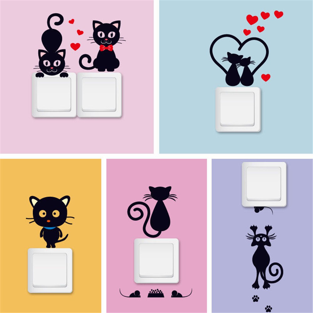 Diy Stiker Dinding Dengan Bahan Mudah Dilepas Gambar Kartun Kucing