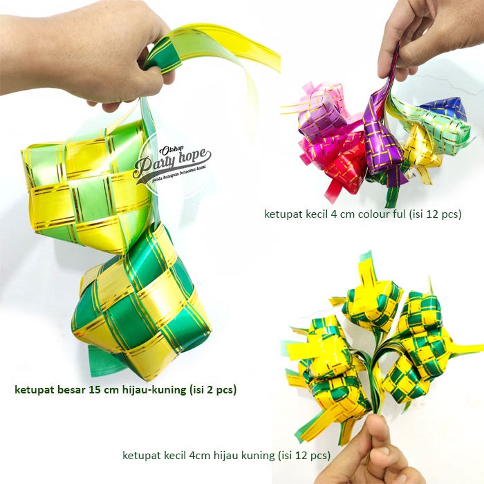 

ketupat lebaran pita isi 12 / hiasan parcel / aksesoris lebaran / hiasan lebaran idul fitri