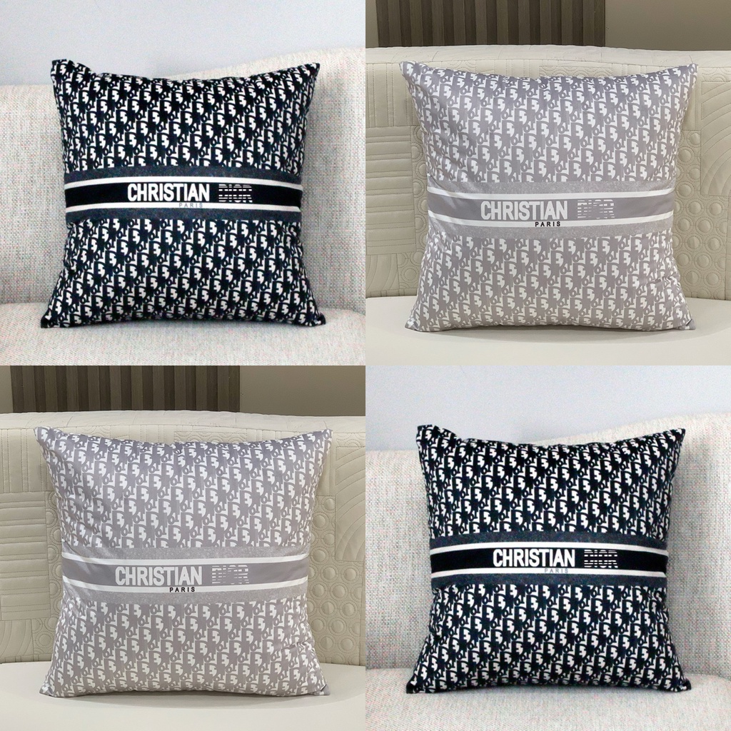 Sarung Bantal 45×45cm Christian D1or Paris Checker / Luxury Pillow Case Modern / Sarung Bantal Sofa 