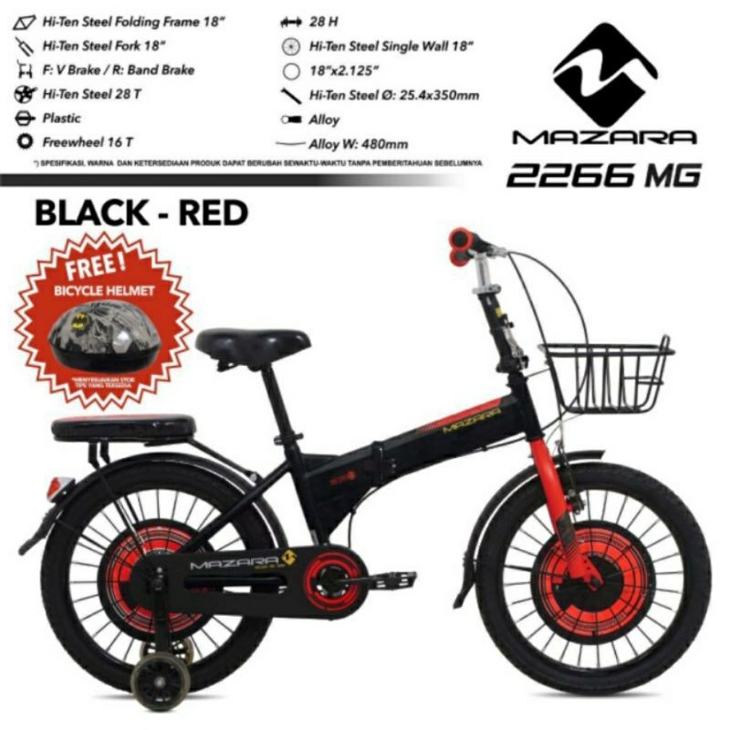 Sepeda lipat anak MAZARA 2266 MG uk 16 inch
