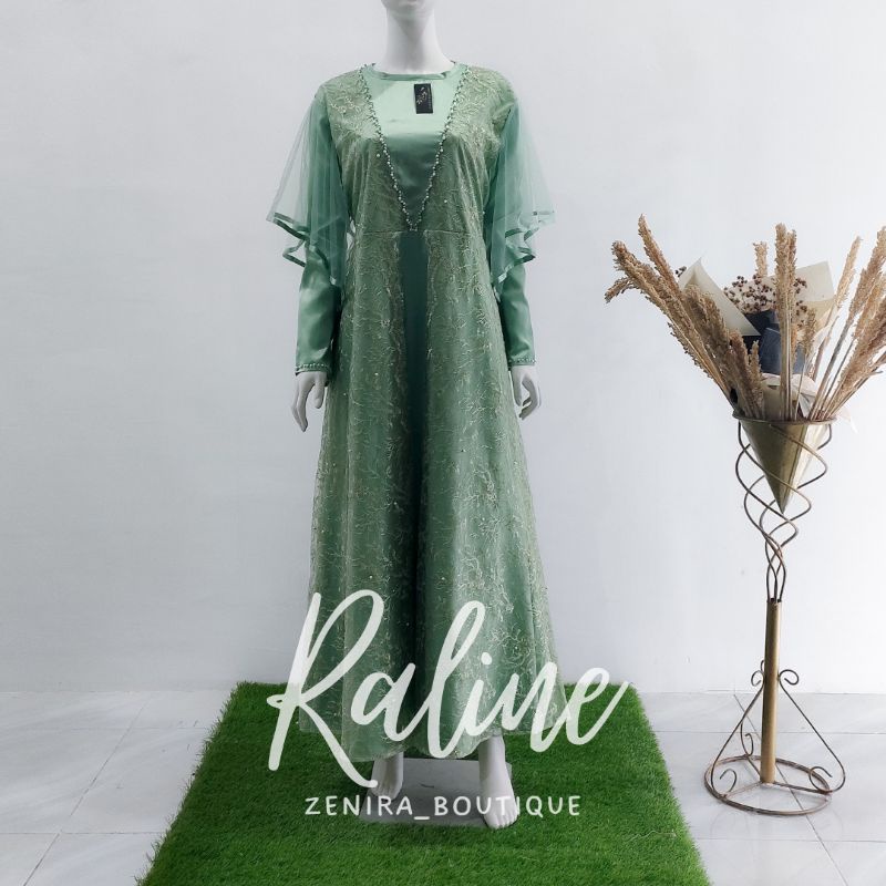 RALINE GAUN PESTA / Full Tulle bordir aplikasi payet / baju kondangan / wisuda / bridesmaids