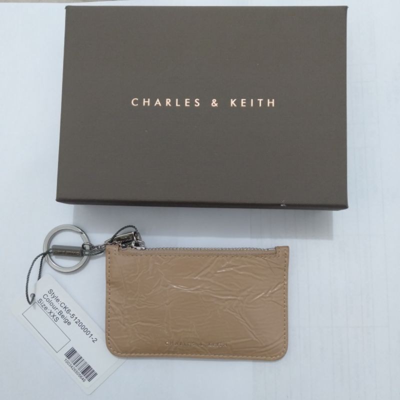 NEW CHARLES & KEITH CARD HOLDER 100% ORIGINAL STORE WARNA BEIGE DOMPET KARTU CK ORIGINAL