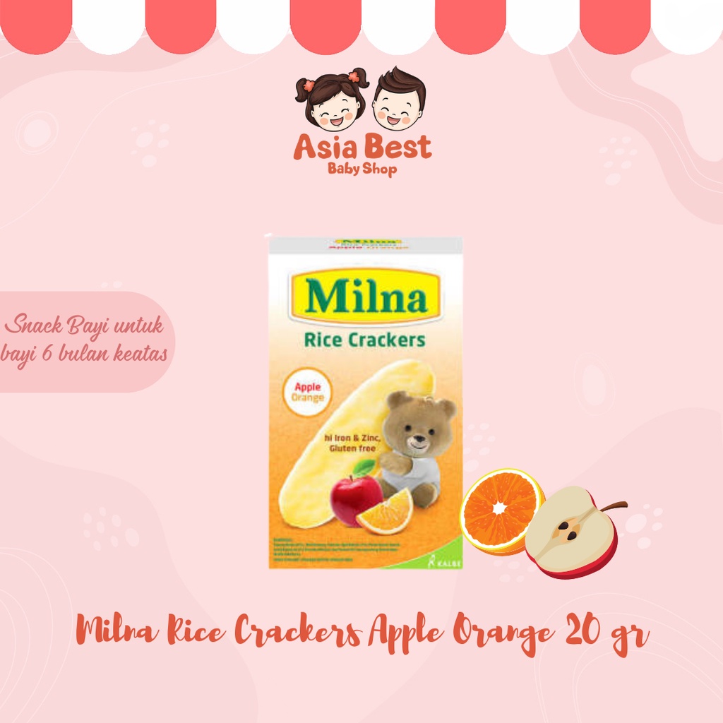 Milna Rice Crackers Apple Orange - Snack Mpasi Untuk bayi usia 6 bulan keatas