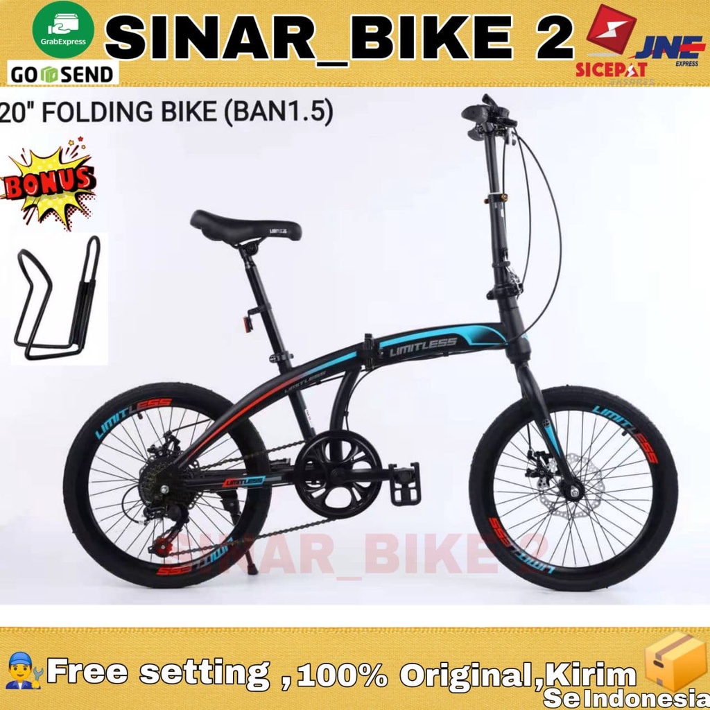 Sepeda Lipat LIMITLESS 20 Inch Rem Cakram Folding Bike