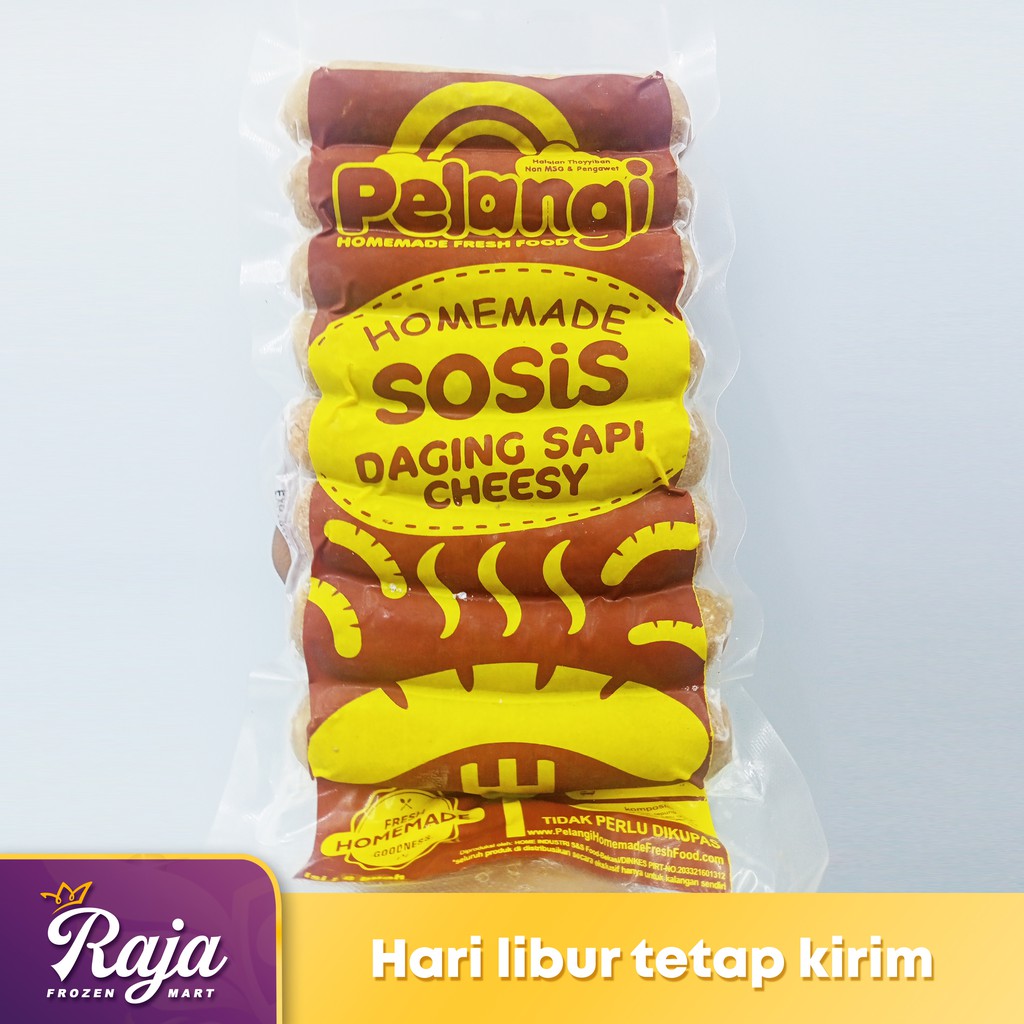 

Pelangi Premium Sosis Beef Cheese isi 8 400gr / Makanan Beku / Frozen Food / Sosis / Kentang Beku