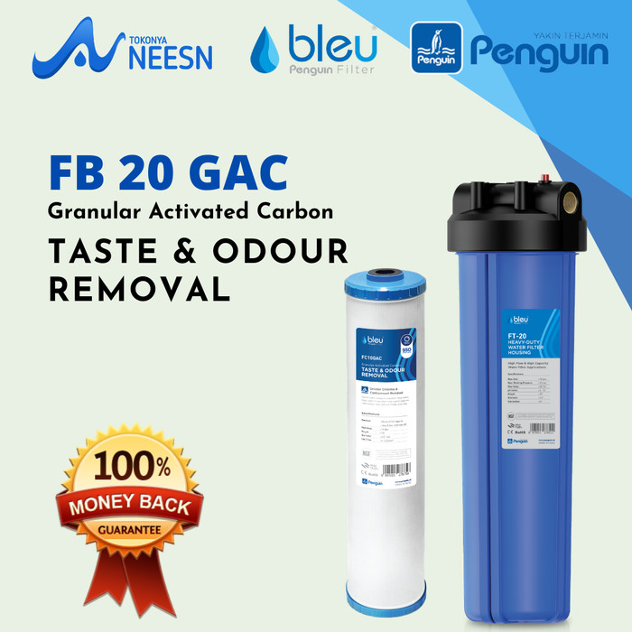 Paket Filter Air sumur/tandon/toren penguin PBF 20&quot;( PP + CTO + GAC )