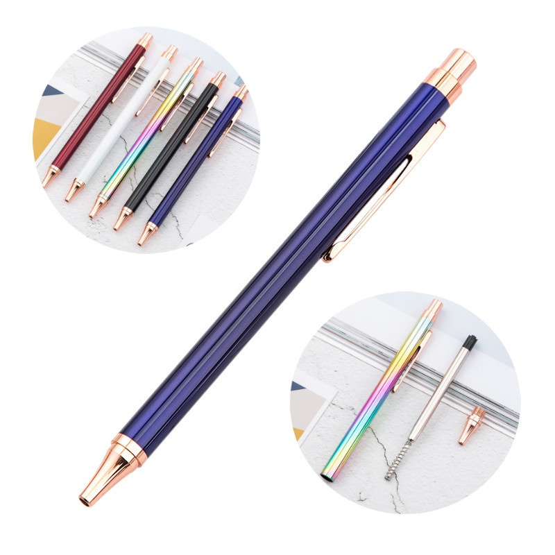 1 Piece Colorful Press Design Metal Ballpoint Pen Business Signature Pen School Students Stationery