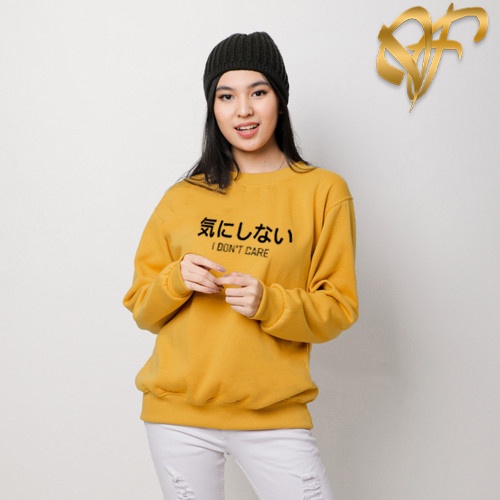 Sweater I dont Care Black Aesthetic Pria &amp; Wanita | Sweater Korea Style Fleece Cotton | Dhea Fashion