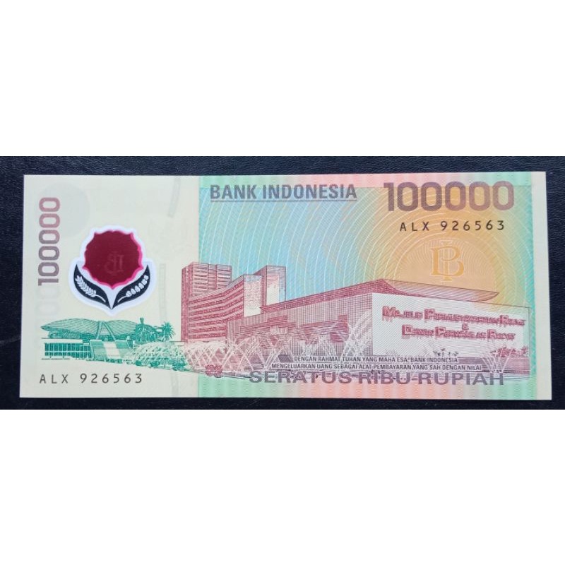 UABGKUNO 100.000 RUPIAH SOETTA POLIMER THN 1999