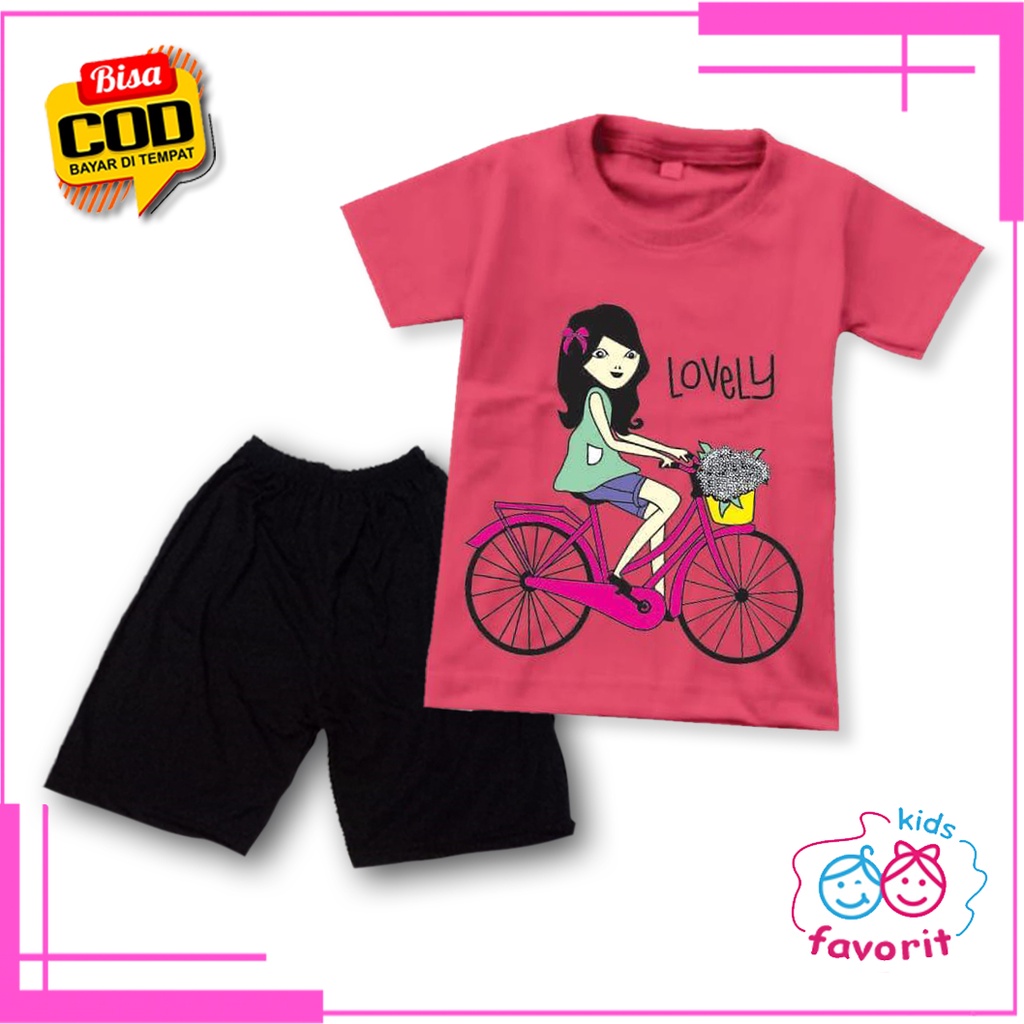 Favorit kids Baju setelan anak perempuan lengan pendek | setelan anak cewek gambar kartun