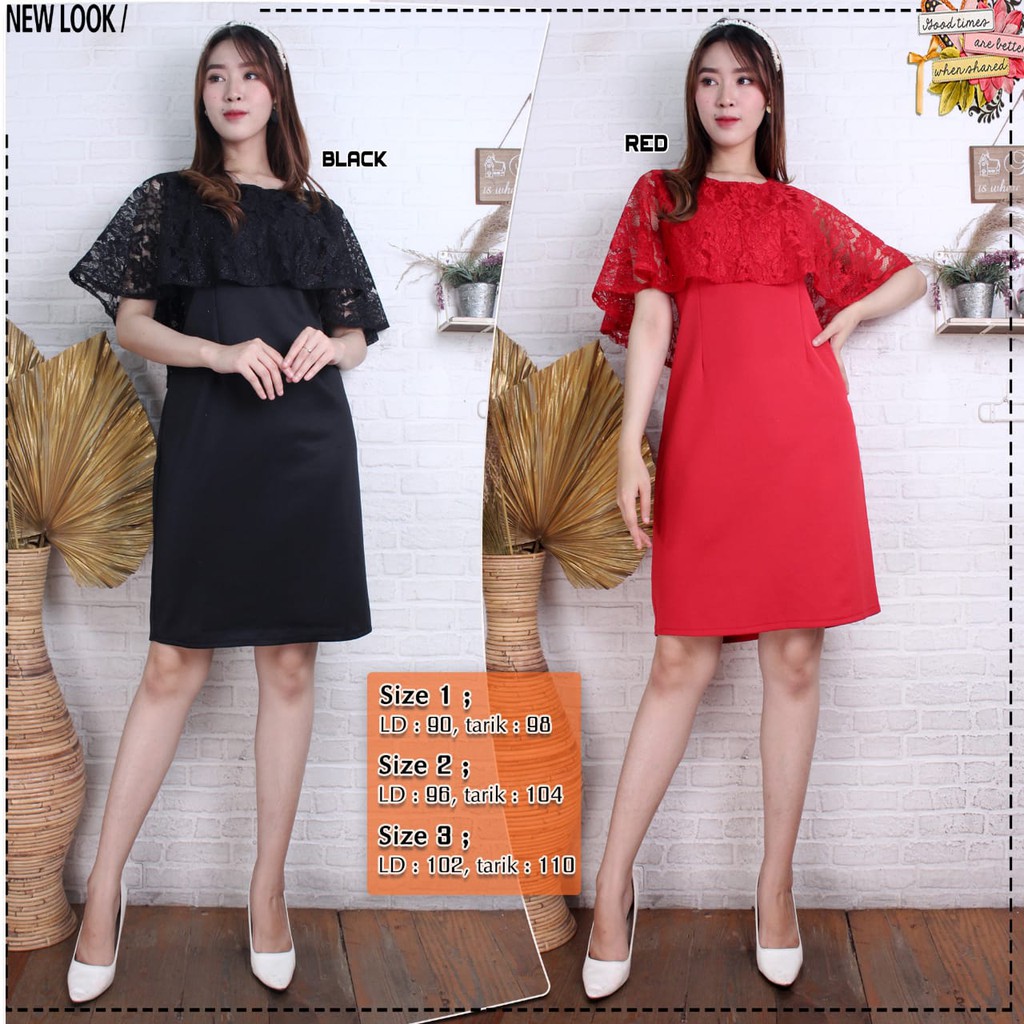 MIDI PARTY DRESS LILA BROKAT KOMBI  SCUBA STRETCH MEDIUM - BIG SIZE PREMIUM / DRESS PESTA FORMAL