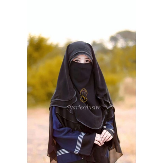 CADAR NIQAB VEIL 2 LAYER NIQOB BUTTERFLY DOBEL LAYER SIFFON FINE