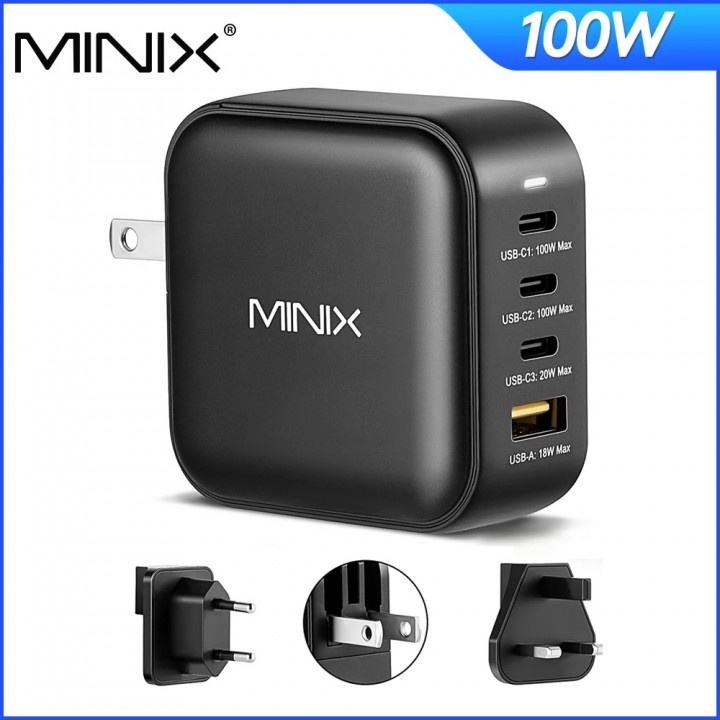 10 MINIX NEO P3 - Turbo 4-Port GaN Charger 100W MAX - USB-C PD and QC 3.0