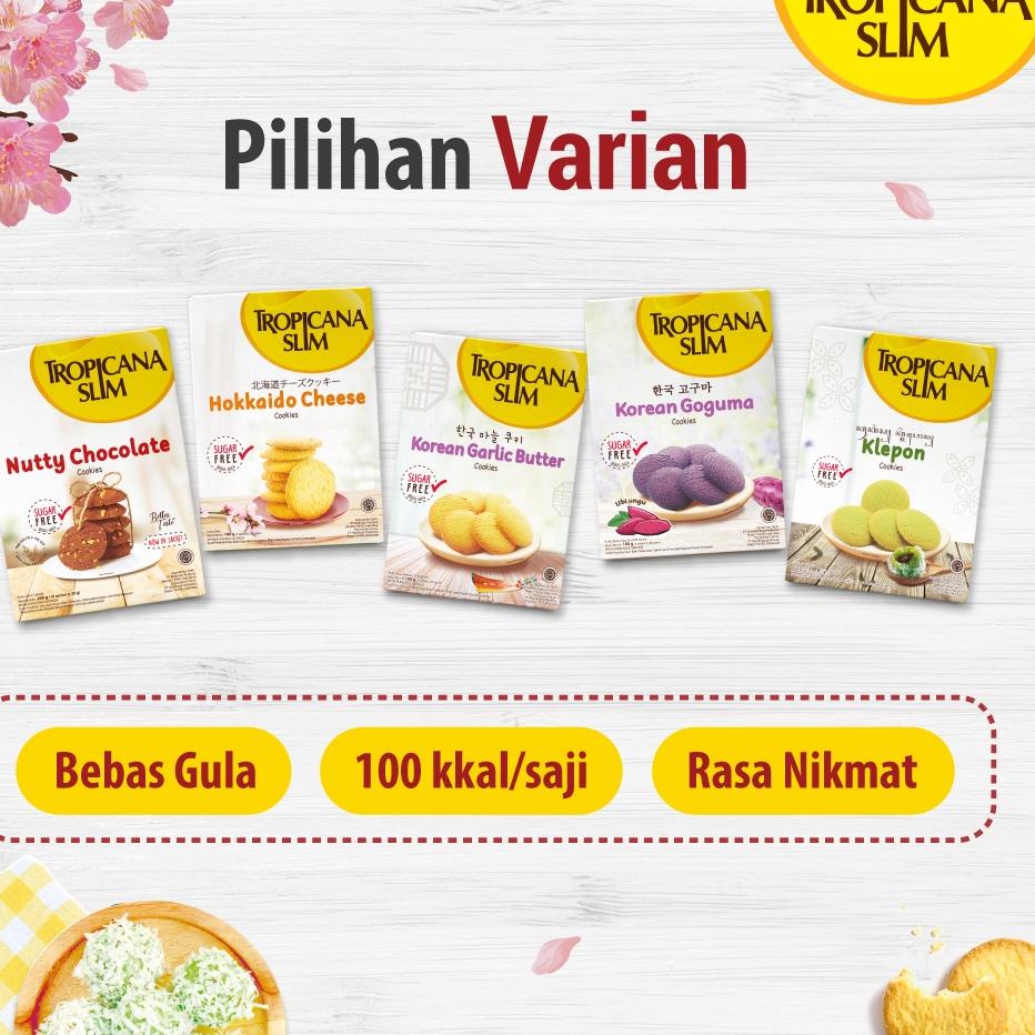 

ㅷ Paket Cookies - Tropicana Slim Hokkaido Cheese Cookies (5 Sch) + Tropicana Slim Nutty Cookies Chocolate (10 Sch) ラ