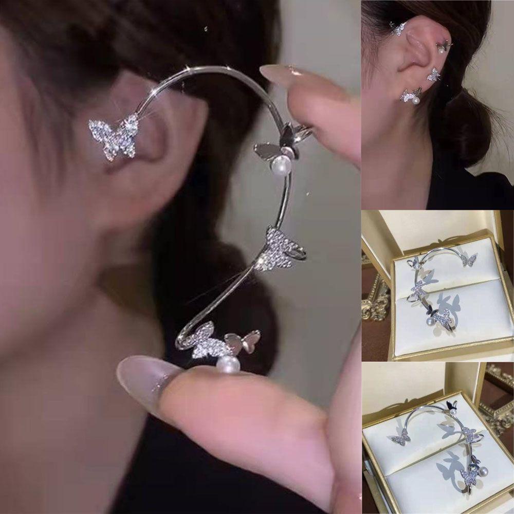 Lily Butterfly Ear Wrap Fashion Hadiah Wanita Pria Non Piercing Tanpa Tindik Tragus Earrings