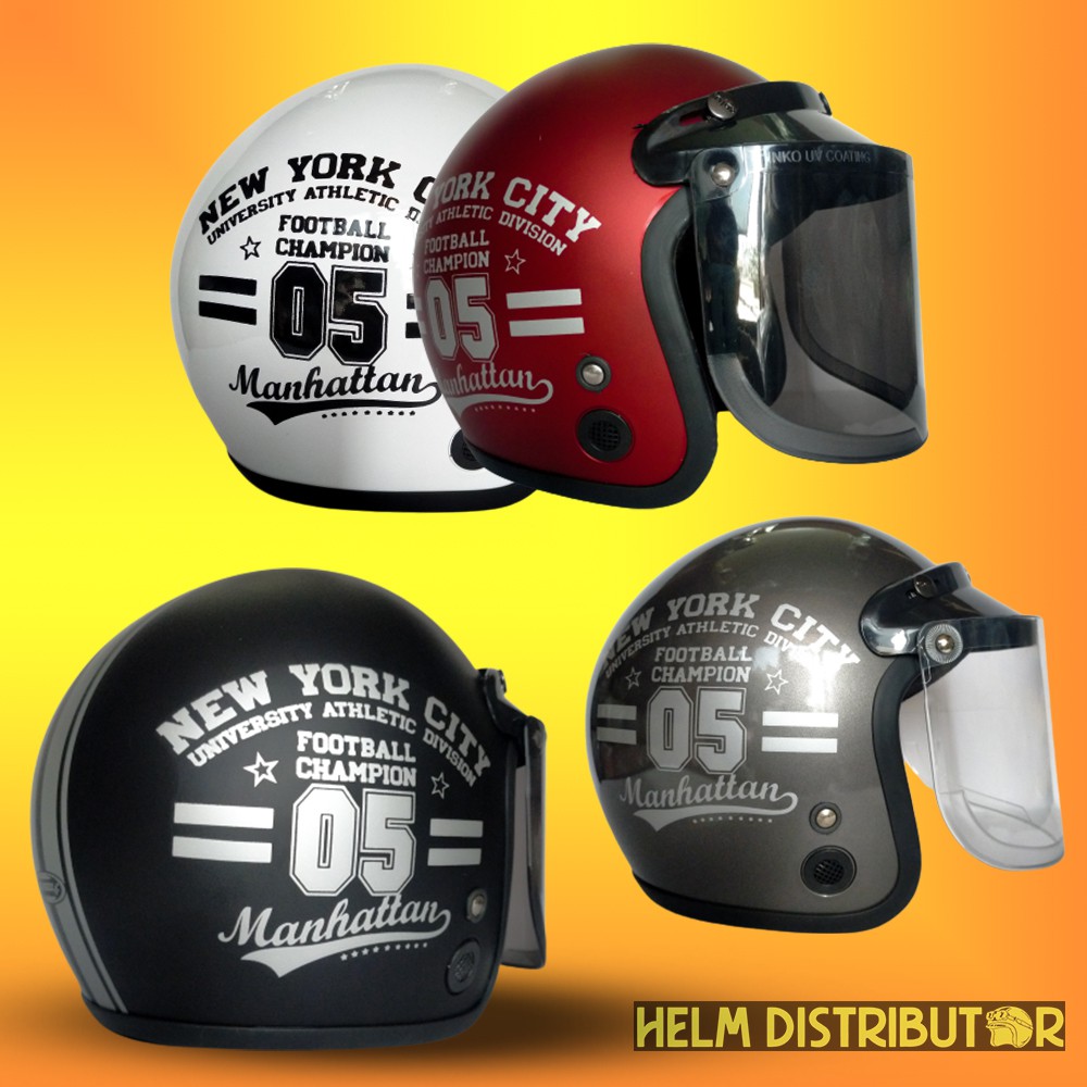 HELM BOGO DEWASA MOTIF KACA FLAT (SNI) Football Manhattan