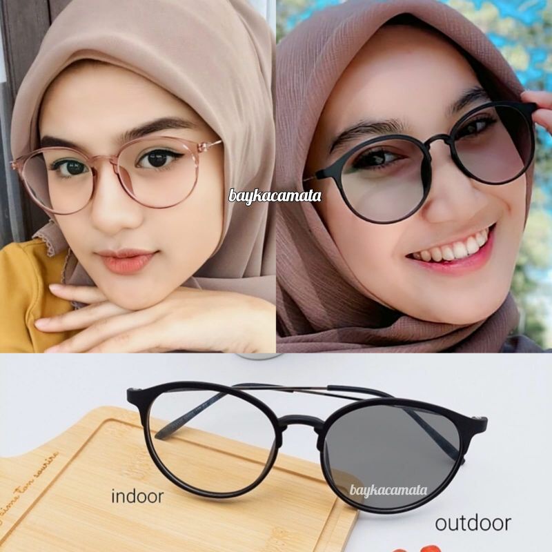 KACAMATA2125 LENSA FOTOCROMIC | Frame bulat | frame antiradiasi | kacamata wanita | kacamata pria