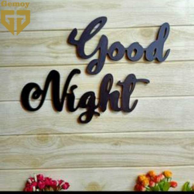 Hiasan Dinding Kamar Tidur Good Night Huruf Tulisan Kayu Timbul