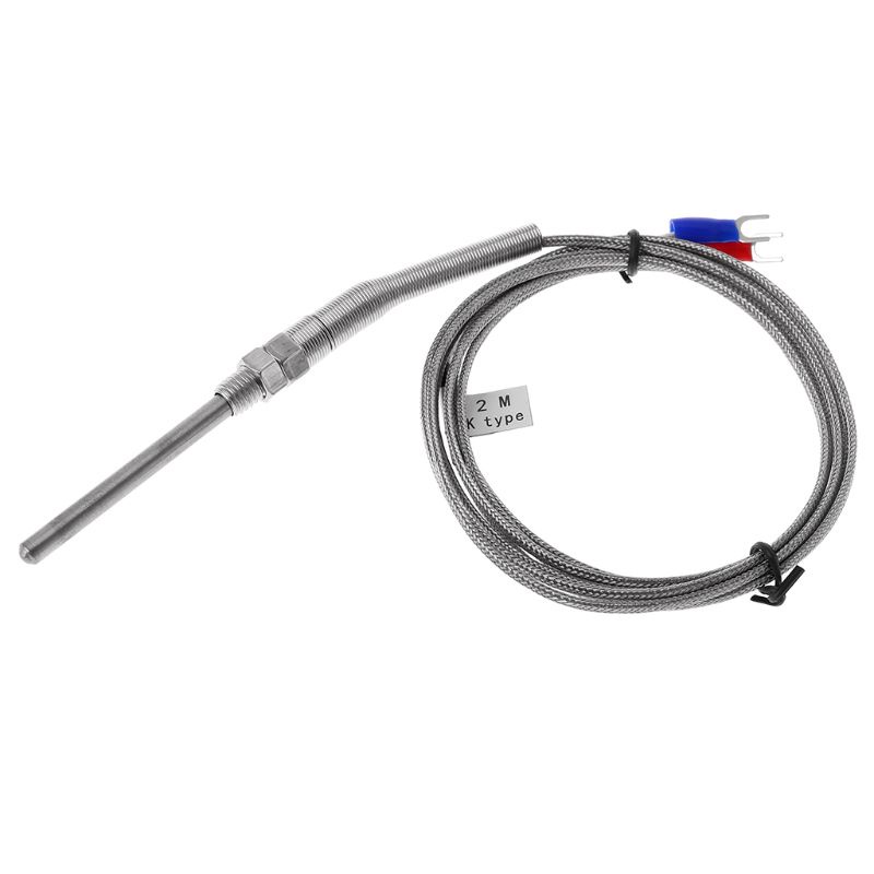 Sensor Suhu Thermocouple Tipe K Bahan Stainless Steel Ukuran 2m 50mm / 100mm / 150mm / 200mm 0-400 ° C