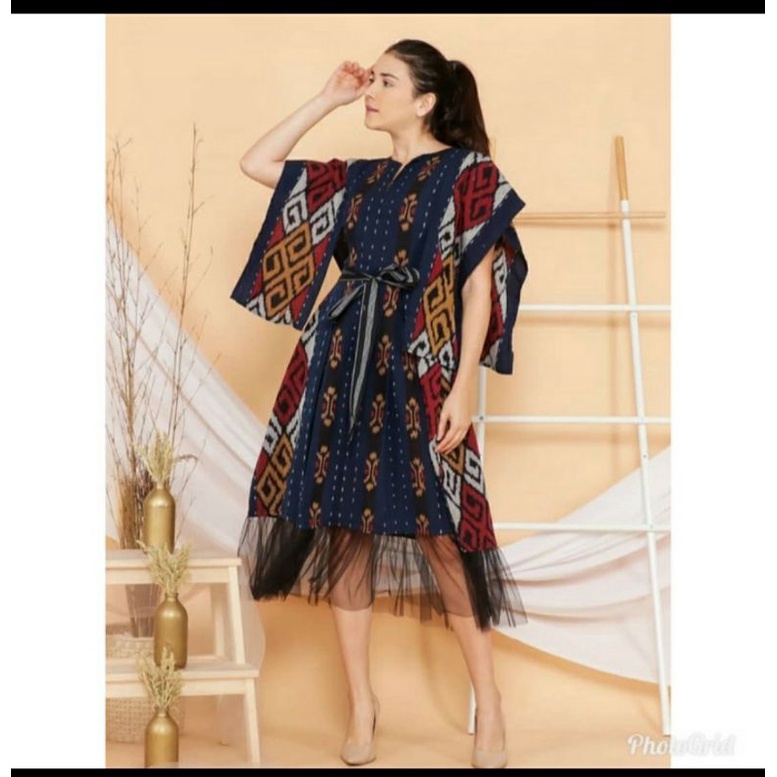 Dress tenun jepara baju tenun dress rumbai tutu DTB 32