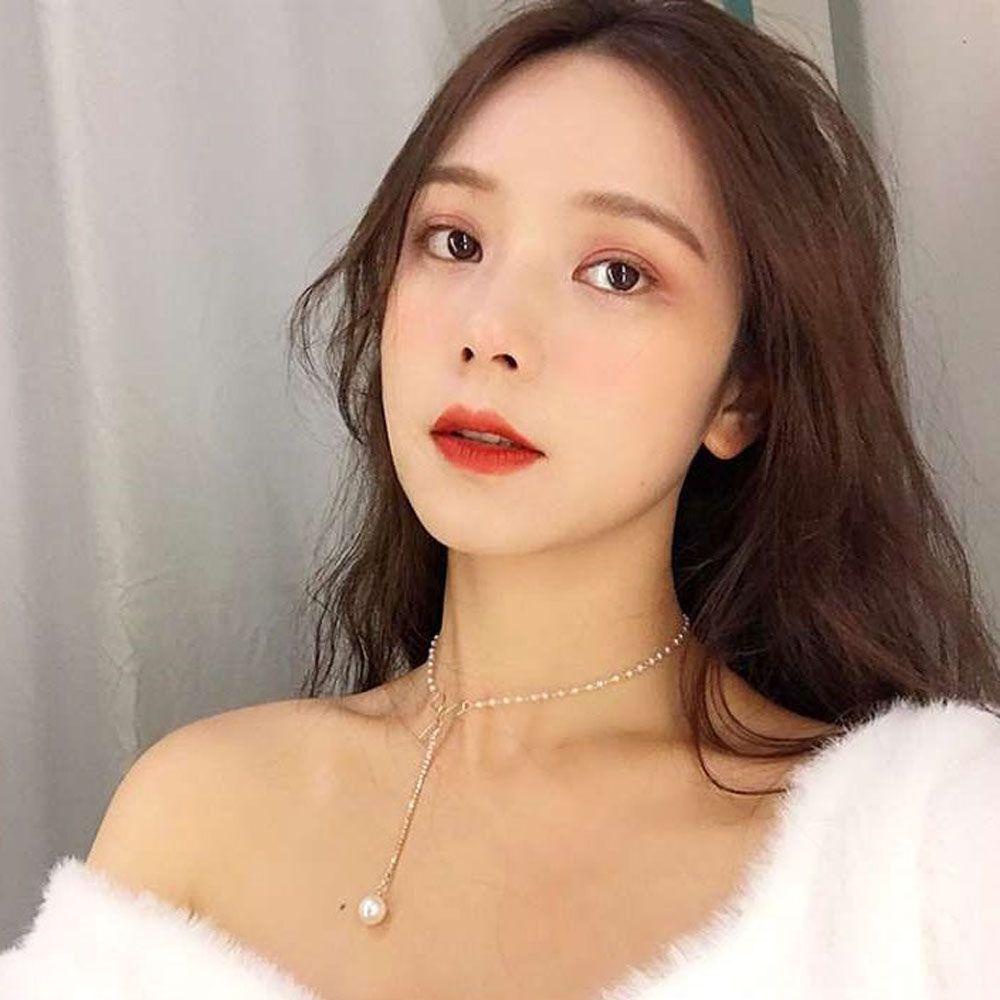 NEEDWAY Liontin Kalung Gadis Sederhana Wanita Aksesoris Fashion Desain Klasik Busur Simpul Choker