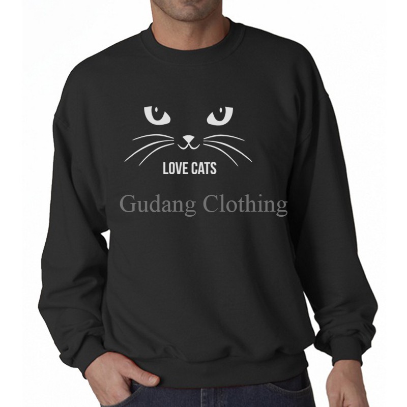 Sweater Crewneck Love Cat Sweater Oblong Love Cat Sweater Basic Love Cat - Unisex