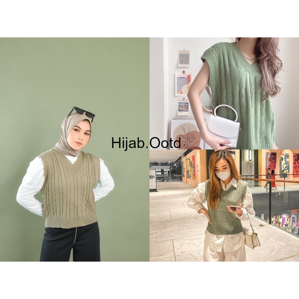 Rompi Rajut Wanita - Cable Vest || hijab . ootd