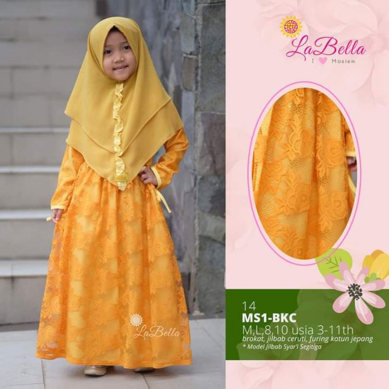[ CINDY ] By Labella gamis brokat full baju dress cantik yellow kuning  full syar'i baju costum pest