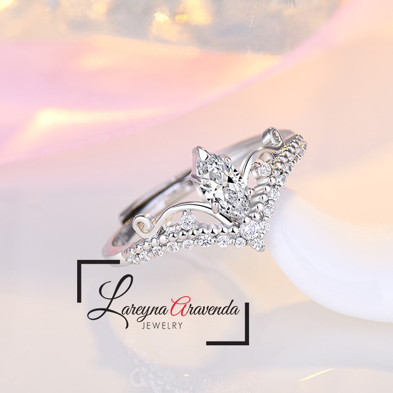 Cincin Wanita S925 Model Crystal Crown Ring CC027