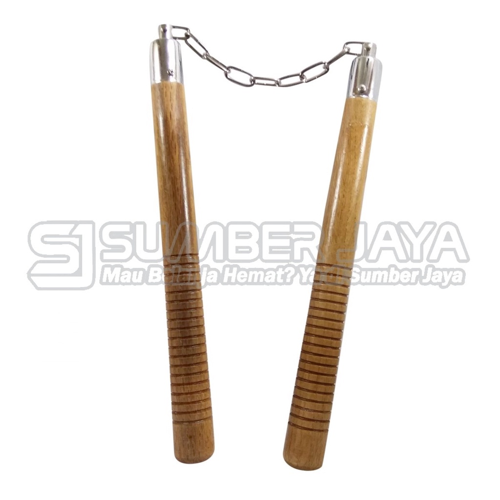 Double Stick Kayu Ulir Wood Body Nunchaku Ruyung Burce Lee Baton