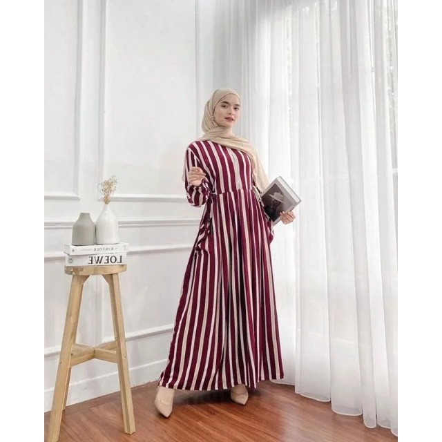 Gamis Milea / Dress Syari/ LD 120 cm / PB 130 cm / Gamis Rayon Premium / Dress Gamis Rayon Premium / Gamis Jumbo / Daster Gamis-MILEA(SALUR RED)