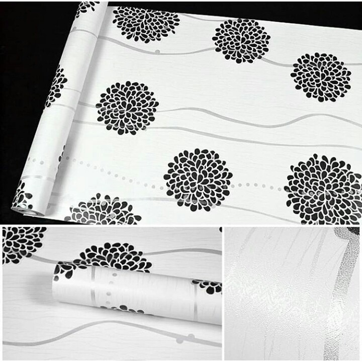 (PROMO) Gudang Wallpaper Stiker Dinding Motif Dandelion Hitam Bahan PVC Premium Berkualitas Terbaik Grade A+ (COD)