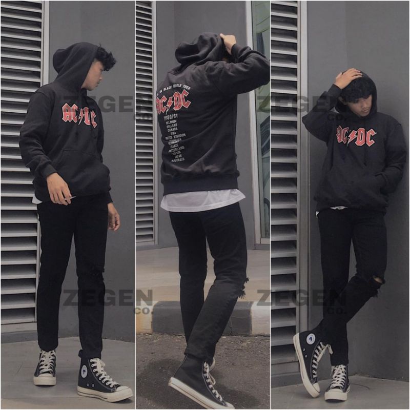 H&M ACDC WORLD TOUR PRINTED HOODIE