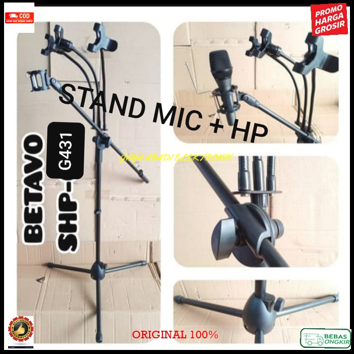 G431 ORIGINAL Stand Mic HOLDER CABANG tiang Microphone HP HANDPHONE besi mik kaki tiga TINGGI tripod