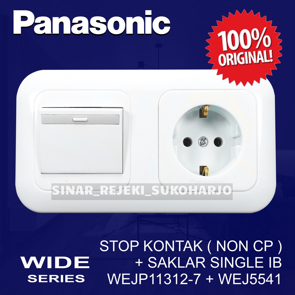 Panasonic IB Stop kontak non CP dan saklar Engkel Mata Besar Inbow Tanam WEJ11312-7 &amp; WEJ5541