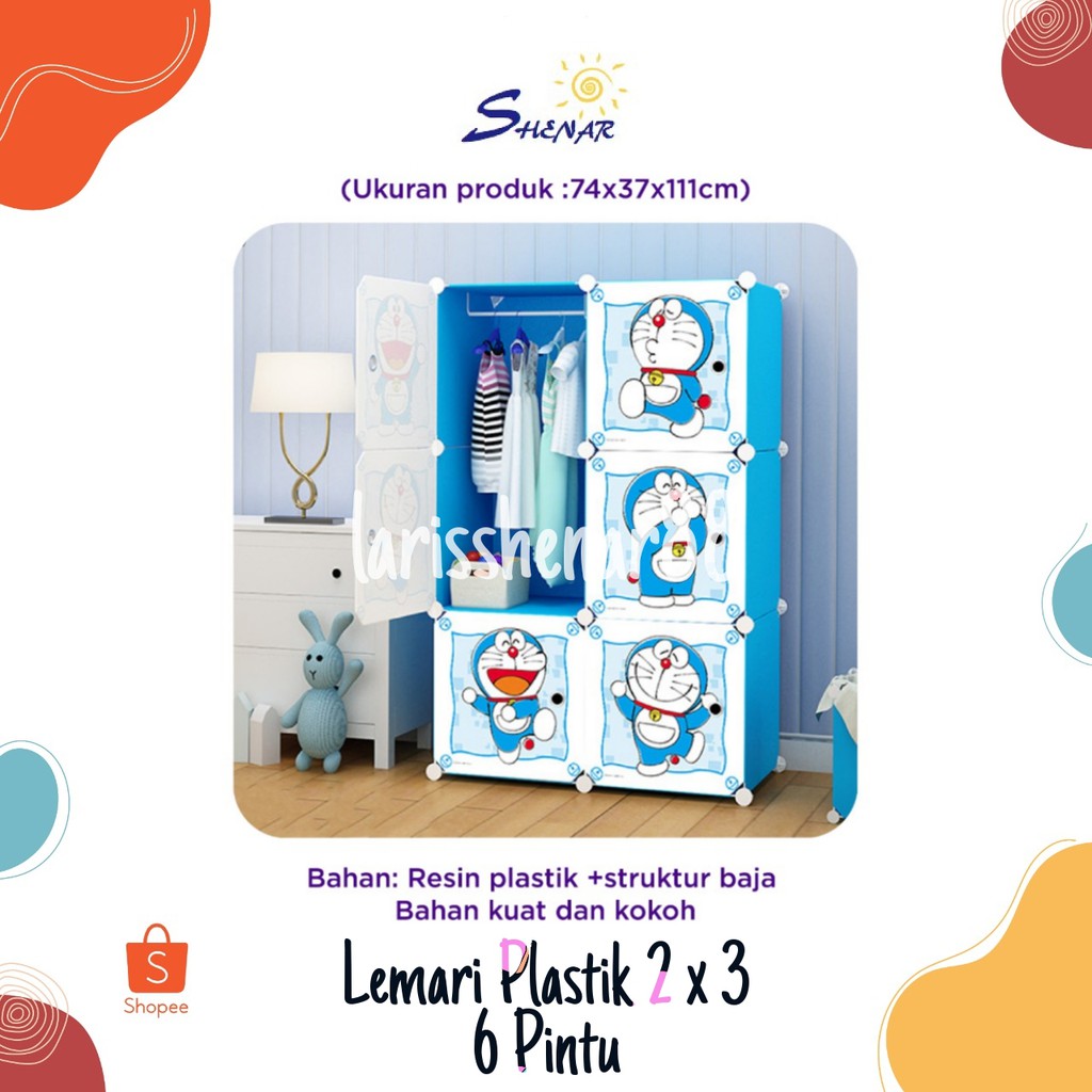 SHENAR - LEMARI PAKAIAN PLASTIK KARAKTER 2X3 6 PINTU