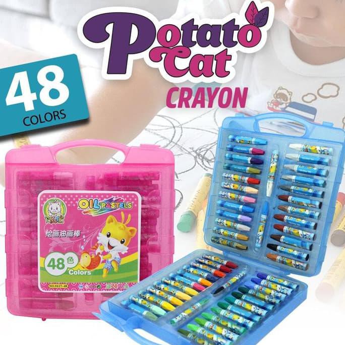 Perlengkapan Alat Gambar Lukis Mewarnai New Product Potato Cat Crayon 48 Warna Warni Menggambar Anak