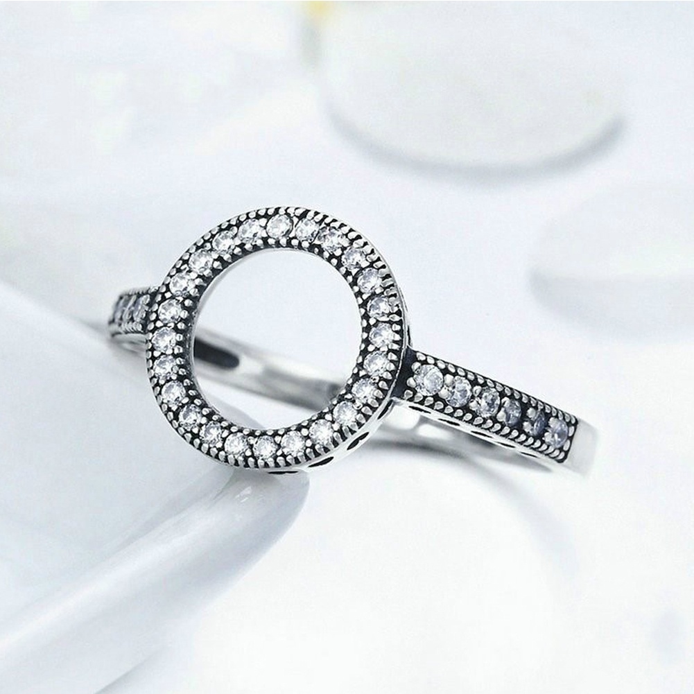 Fashion Silver Round Crystal Clear Jewelry Rings