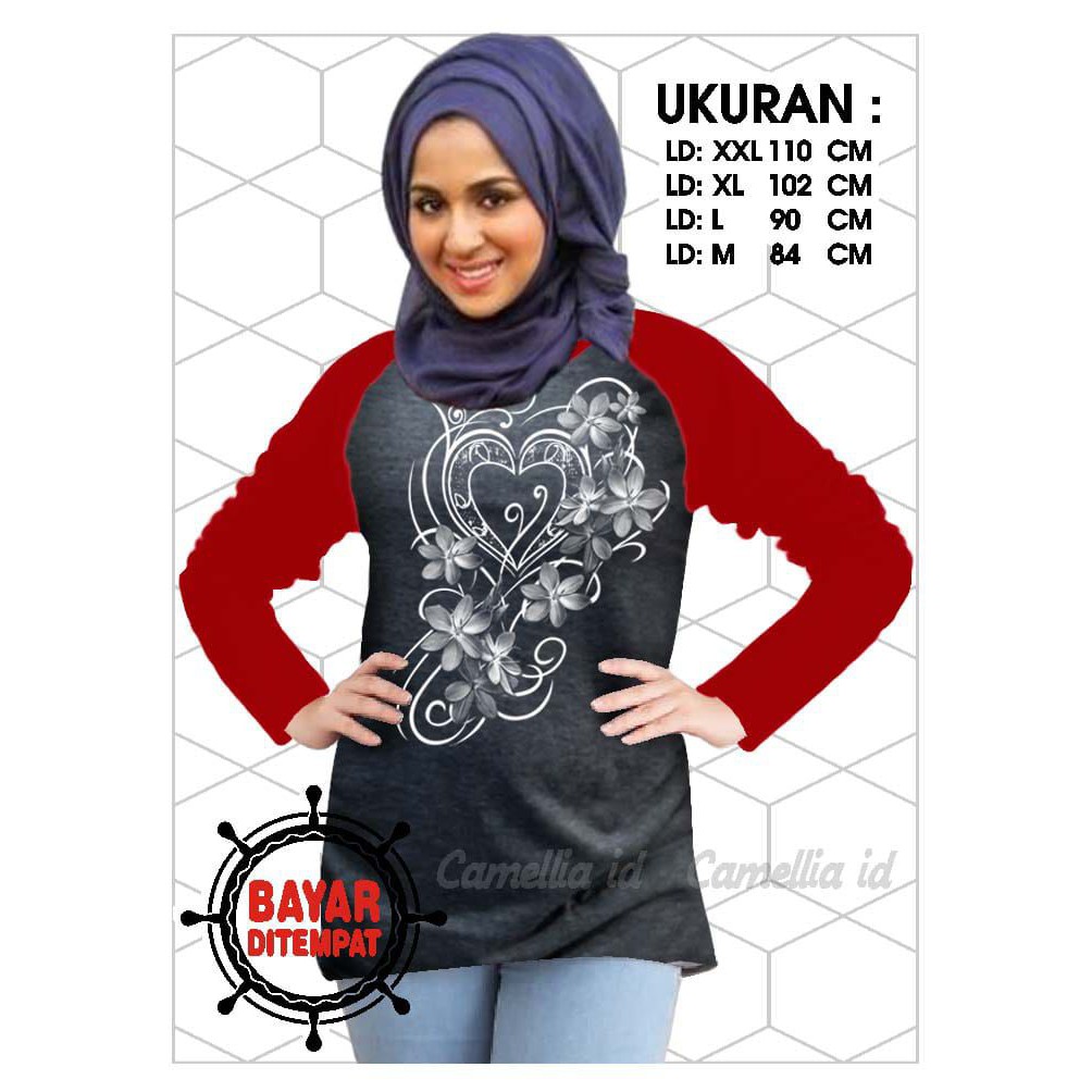 Kaos Raglan (B.LOVE)/Kaos Wanita Lengan Panjang/ Kaos Wanita/ Kaos Cewek/ Kaos Oblong/Misty