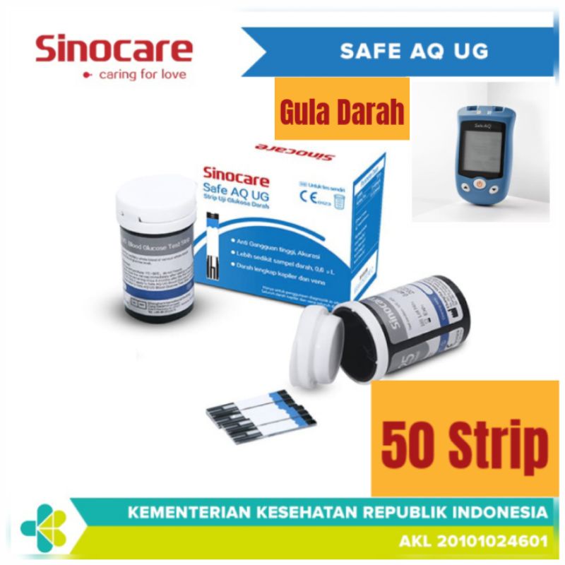 50 Strip Cek Gula Darah Sinocare Safe AQ UG