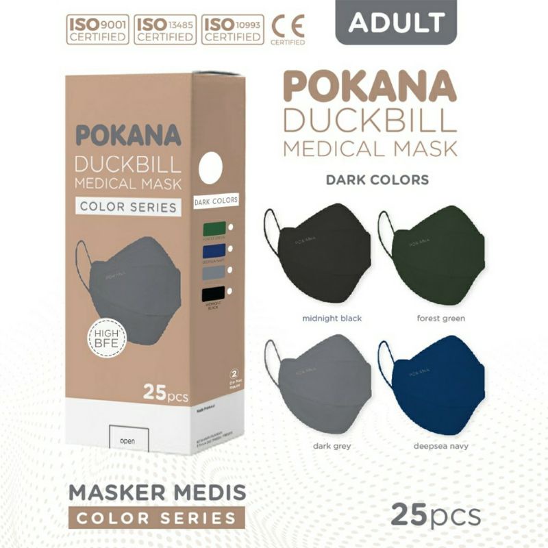 Masker POKANA Duckbill  4 -ply Earloop Medical Face Mask Adult - Box isi 25 pcs