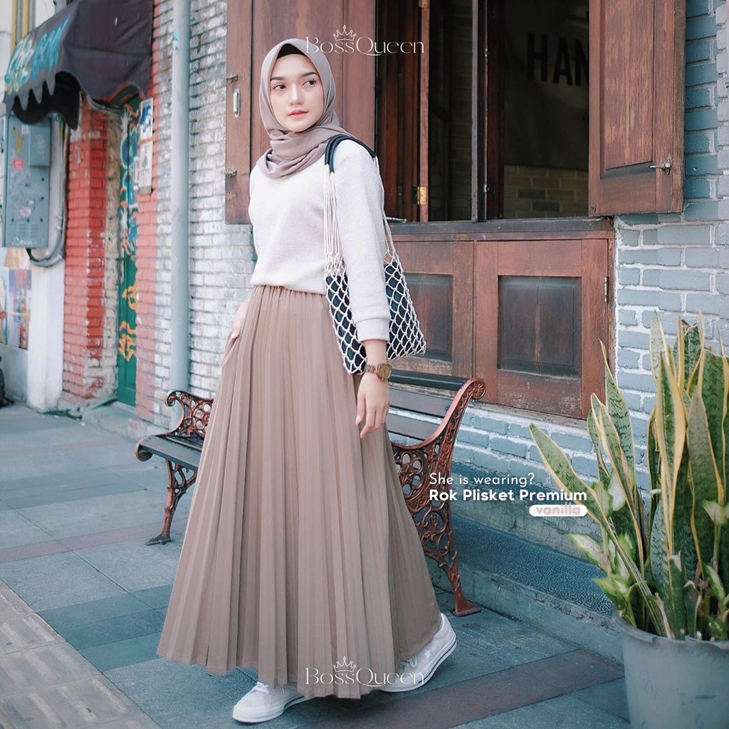 ROK PLISKET 256 MURAH PREMIUM HYGET MAYUNG SALE POLOS REMPEL MUSLIMAH MODELLAN