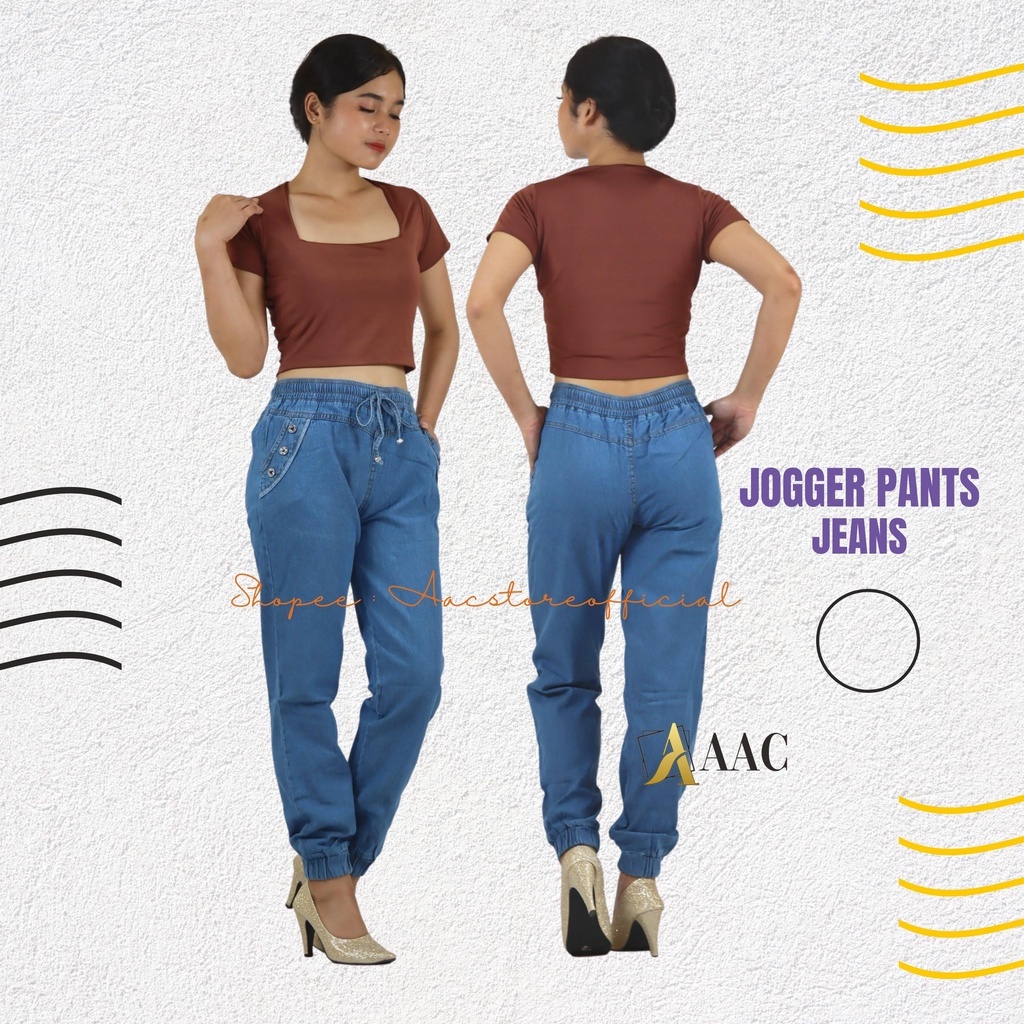 Jogger Pants Jeans Wanita Model tali