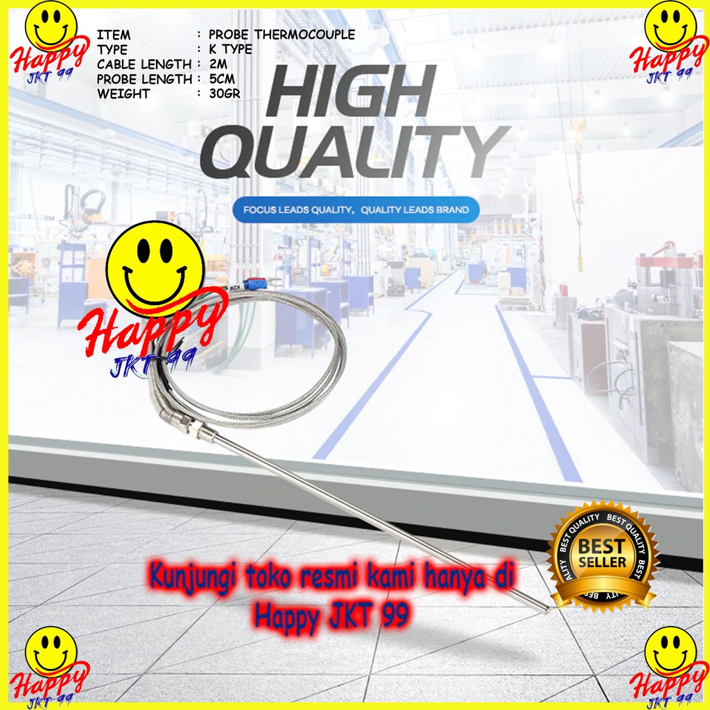[ HAPPY JKT 99 ] KABEL K TYPE THERMOCOUPLE TEMPERATURE SENSOR STAINLESS PROBE 5CM
