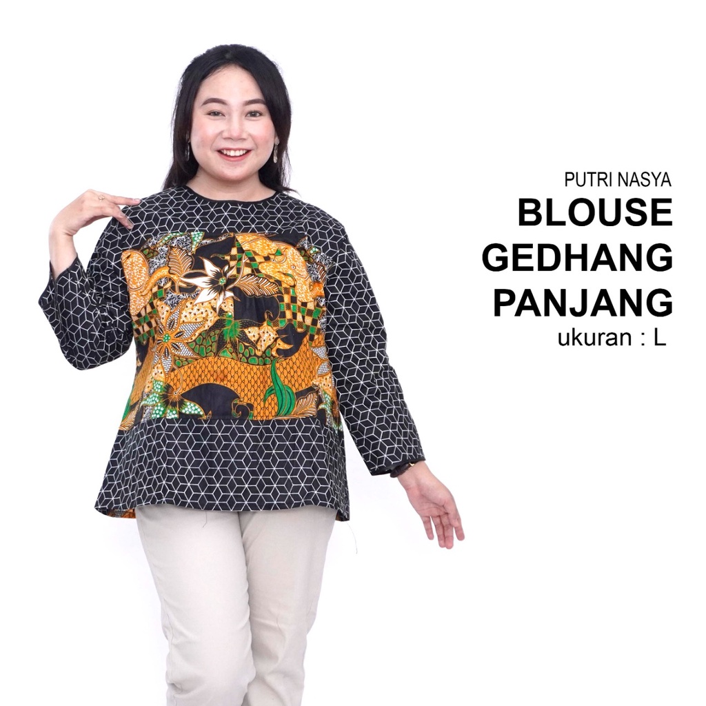 Atasan Batik Jumbo Wanita Blouse Big Size Wanita  Lengkap M-L-XL-2L-3L-4L-5L-6L-7L Model Blus Jumbo Seragam Batik / Atasan Batik Wanita Kantor Formal Bigsize