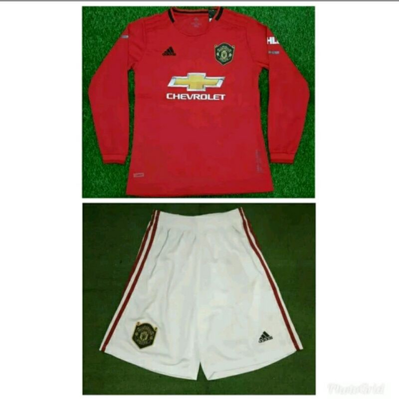 Stelan Setelan Jersey Baju Sepak Bola MU Home Longsleeve LS Lengan panjang 1 Satu Stel Set 2019 2020